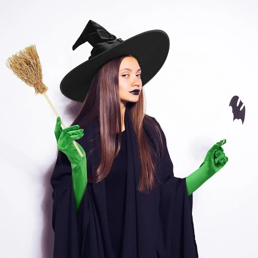 Costume Accessories Set for Women Witch Crown Gloves Wand Broom Stockings